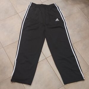 Adidas Men's Black Joggers with White Stripes